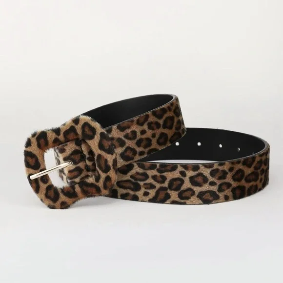 Fashion Colorblock Leopard Print Plush Belt Casual Waistband for Jeans - Picture 3 of 4